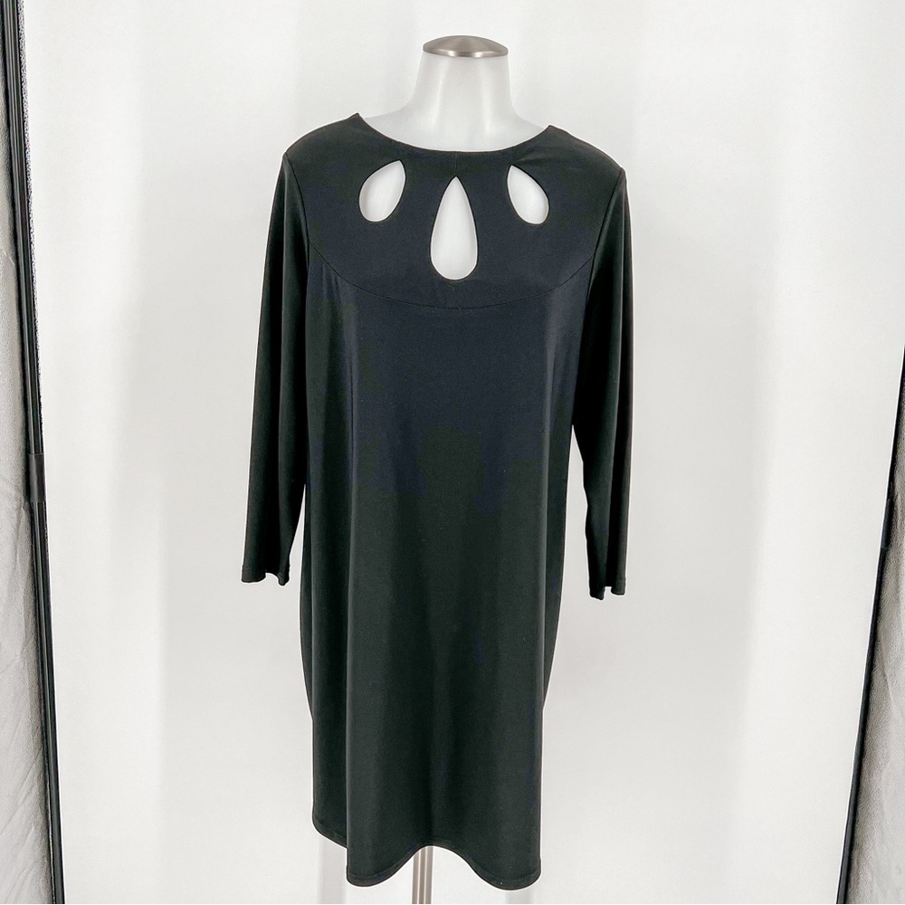 SYMPLI Black Cutout Front & Back Pullover Artsy Blouse Tunic